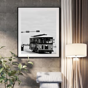 Galveston Island Trolley Print | Texas Coastal Black and White Photography (Digital Download) image 4