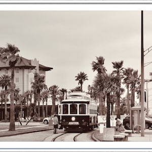 Galveston Island Trolly near Houston TX | Monochrome Vintage Photography | Digital Wal Art