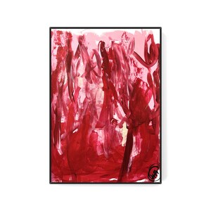 Around the Fire - 11x14 Original Abstract Painting Colorful Signed Illinois Chicago Artist OOAK Female Chicago Artist Red White Artwork