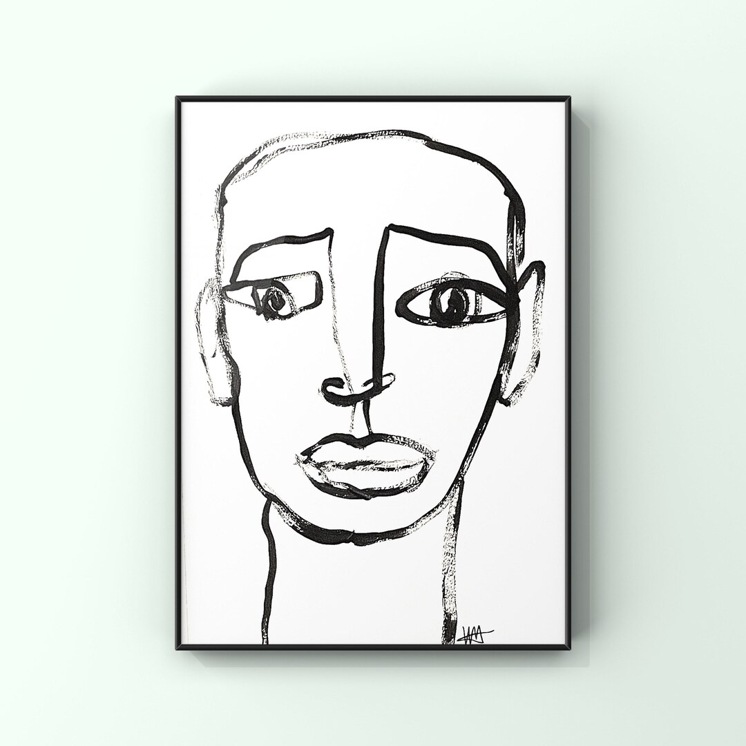 The Future Black and White 9x12 Painting Abstract OOAK Handmade