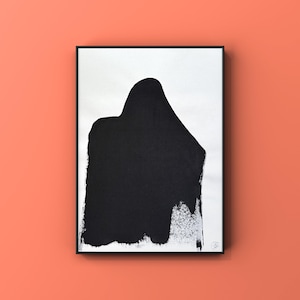 Mother - 16x20  Original Abstract Painting Figures Black and White Signed Illinois Chicago Artist OOAK Female Chicago Canvas Not Print