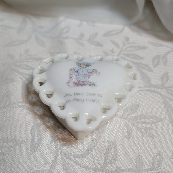 So Cute Beautiful Precious Moments 1990 Tiny Little Porcelain Trinket Holder Brand New Condition No Box