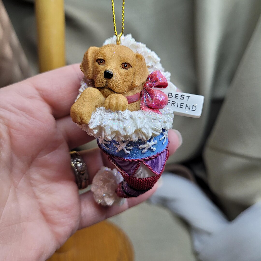 So Cute Puppy in Stocking Best Friend Hanging Holiday Ornament