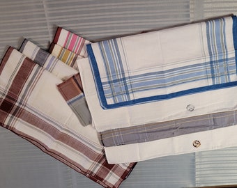 Mix Misc lot of 9 Vintage Men's Style Handkerchiefs Largest 16" x 16" -Selling all together