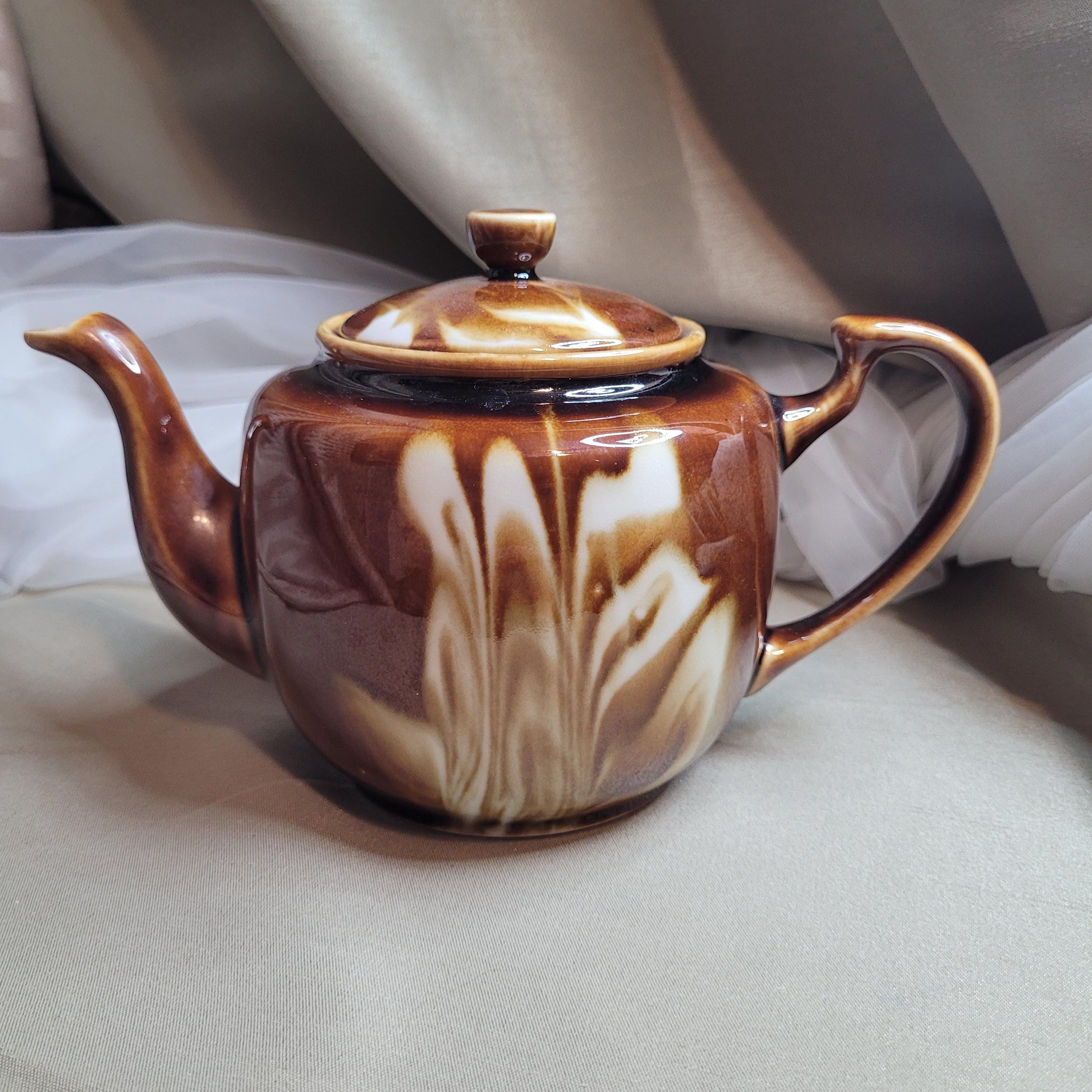 Théière En Céramique Rétro Avec Tasses - Bouilloire à Thé Manuelle, Design élégant Bleu