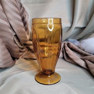 Beautiful Vintage Amber Glass 8&quot; tall x 3 1/2&quot; round Vase etc. Decor