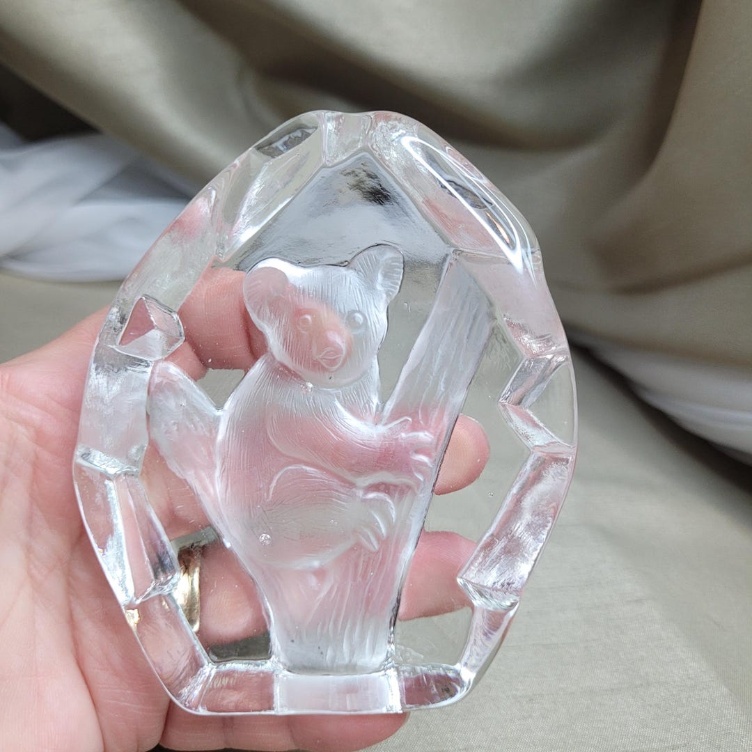 美しいガラス製コアラのペーパーウェイト装飾 4 1/4インチ x 3 1/2 