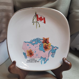 Vintage Souvenir Plate Commemorating the Canadian Centennial in 1967 - Lord Nelson Pottery in England 5" Square