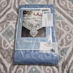 Mantel de encaje Liberty azul vintage, rectangular, 60 x 104 cm, nuevo en paquete