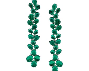 50.03cts of Colombian Emerald Earrings with 18K White Gold