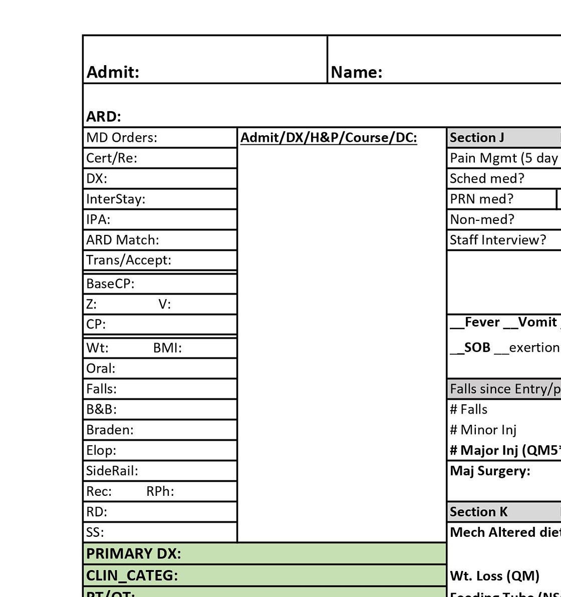 MDS Worksheet pdpm-focused - Etsy