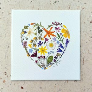 Cartão Coração de Flor Real / Aniversário / Mãe / Parceira / Namorada / Noivado / Obrigado /