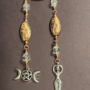 Bronze & Clear Crystal-cut Beads Pendulum