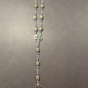 Astaroth’s Sigil Metal Flower Bead Car Rosary