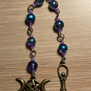 Blue Swirl Pagan Pocket Prayer Beads