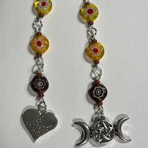 Yellow/ Purple Flower Bead Blessed Be Pocket Beads
