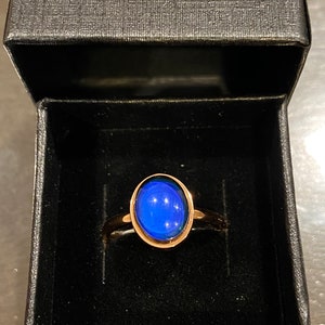 Rose Gold Oval Stainless Steel Mood Ring + Color Chart + Gift Box & Bag