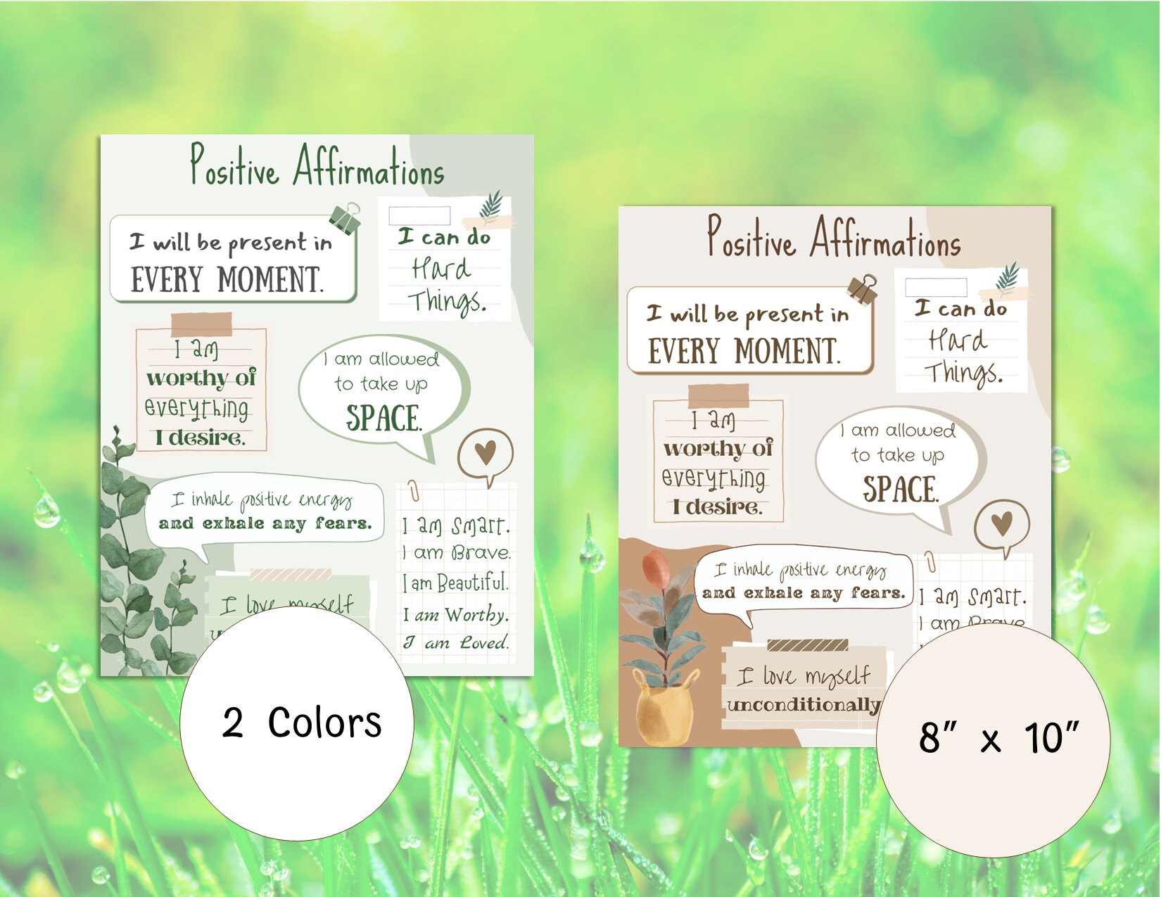 Positive Affirmations Poster Wall Art | Mental Health Art Therapist ...