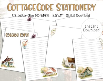 Printable Cottagecore Stationery | wildflowers letter paper floral stationery digital download note paper pen pal cottagecore us letter size