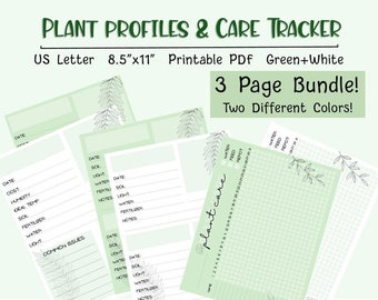 Plant Care Guides | Plant Profiles Plant Tracker House Plant Printable Plant Planner Bundle Indoor Plants Digital Download US Letter Size