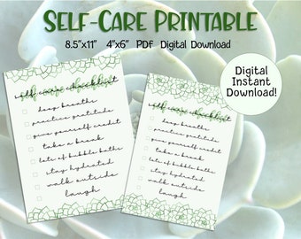Self Care Poster | Mental Health Wall Art Self Love Print Positive Affirmations Mental Health Gifts Home Decor | Digital Download Printable