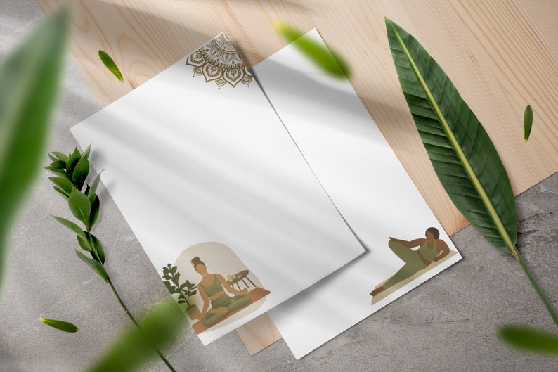 Printable Stationery Yoga Girl Mandala Meditation Paper image 4
