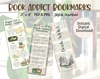 Buchsüchtige Lesezeichen Bookaholic Buchwurm Lesezeichen Checkliste Bibliotheksleser Buchliebhaber Buch Club Lesezeichen Bundle Digital Download Printable