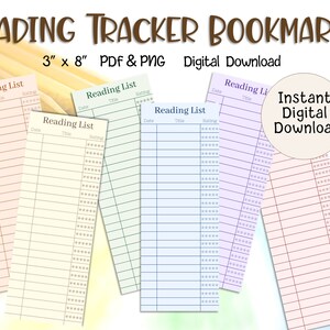 Reading Log Bookmark | Rainbow Colorful Bookmarks Book Club Bookmark Library Card Book Lover Gift Bookworm Gift Digital Download Printable