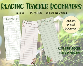 Lesezeichen Lesezeichen | Bibliotheksausweis Reading Tracker Buch Club Lesezeichen Waldpilz Buch Tracker Digitaler Download CottageCore Lesezeichen