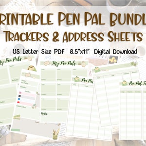 Paquete imprimible para amigos por correspondencia / Paquete de hojas de seguimiento de direcciones / Kit de inicio para amigos por correspondencia / Regalo para ella / Descarga digital / PDF tamaño carta de EE. UU.