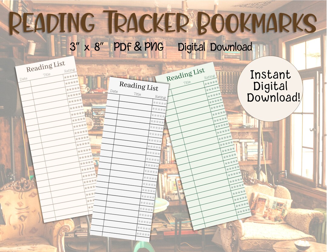 Reading List Bookmark | Library Card Reading Tracker Book Club Bookmark ...