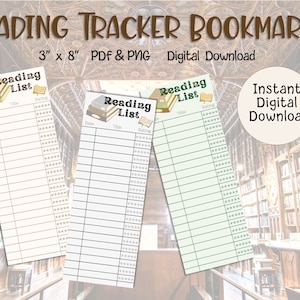 Reading Log Bookmark | Library Card Reading Tracker Book Club Bookmark Book Lover Gift Bookworm Literary Gift | Digital Download Printable