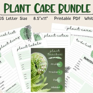 Guías de cuidado de plantas blancas / Diario de seguimiento de plantas Lista de deseos Regalo para amantes de las plantas de interior Planificador de plantas imprimible Paquete Descarga digital Carta de EE. UU.