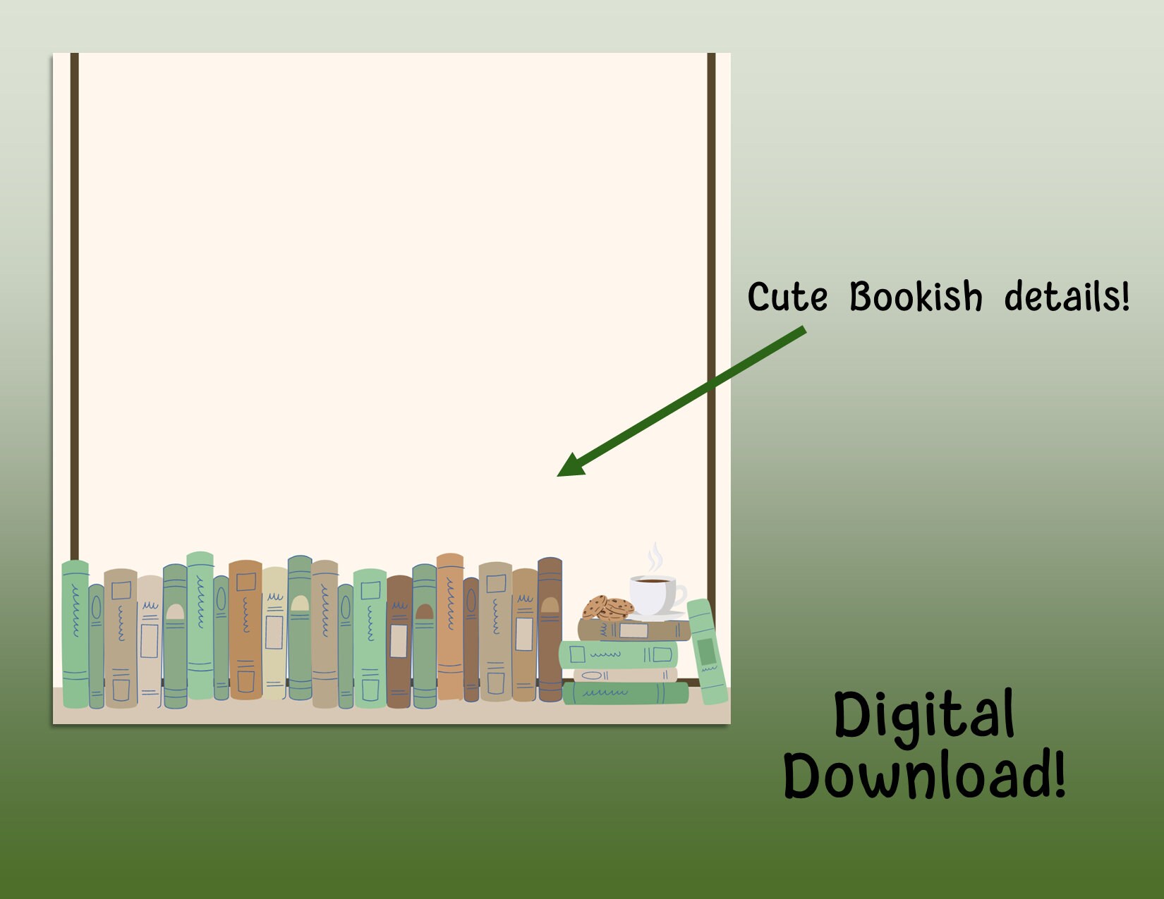 Printable Bookish Stationery Librarian Gift Note Paper Bookworm Gift ...