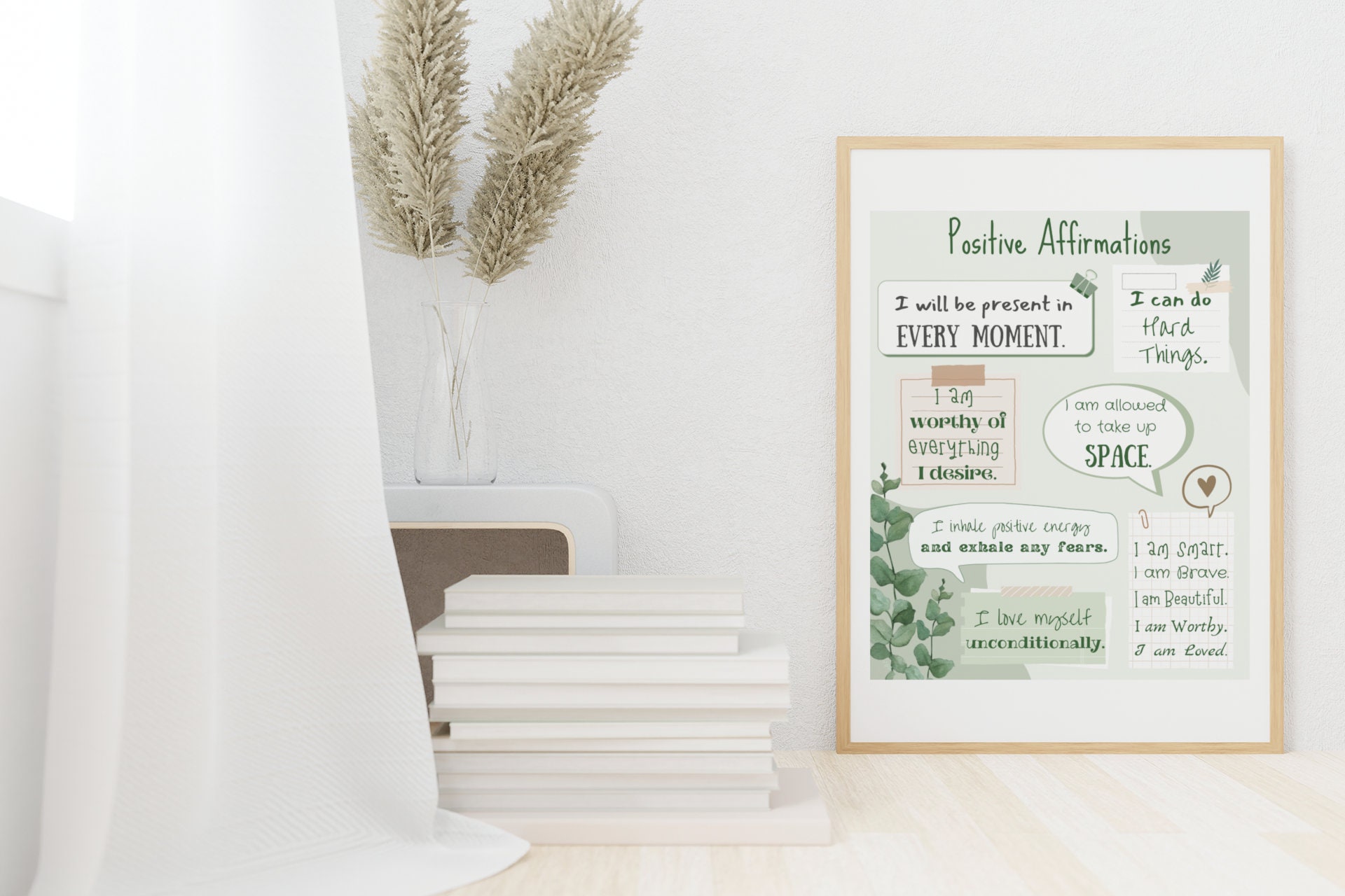 Positive Affirmations Poster Wall Art | Mental Health Art Therapist ...