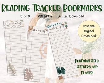 Lesezeichen Lesezeichen | Boho Boho Feder Lesezeichen Buch Club Bibliothek Karte Reading Tracker Buch Liebhaber Geschenk | Digitaler Download zum Ausdrucken