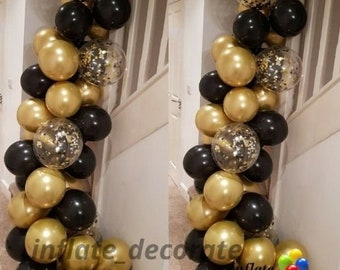 100pcs Black and Gold Confetti Balloons Arch kit Set for Graduation, Birthday, wedding, party Decorations