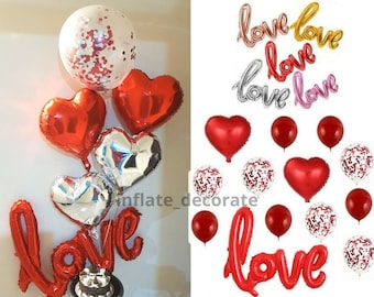 6pc Love set foil balloons Valentines Day Marriage Anniversary Mothers Day Fathers Day baloons