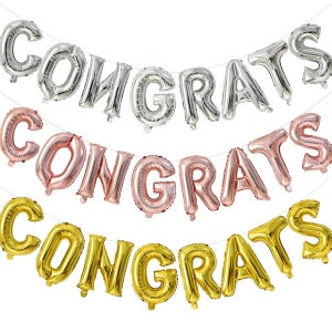 16" Congrats Letters Foil Balloons Graduation Party 2026 PROM GRAD