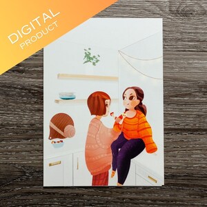 Lesbian Greeting Card, Anniversary, Sapphic Valentine&#39;s Day Card, WLW, Love Is Love, LGBTQ Anniversary Card, Two Women, Digital Download