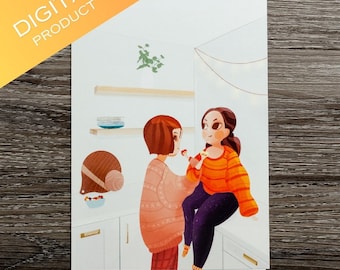 Lesbische Grußkarte, Jubiläum, Sapphic Valentinstag Karte, WLW, Love Is Love, LGBTQ Jubiläumskarte, zwei Frauen, digitaler Download
