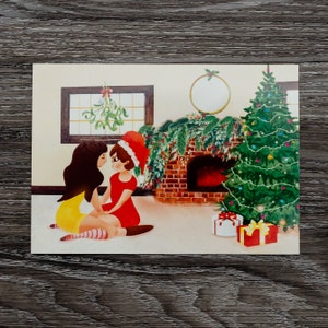 Carte de Noël lesbienne | saphique | Carte de Noël | Mignon | Amour | Romantique | Carte de voeux de vacances | Imprimer à la maison | LGBT | Téléchargement instantané