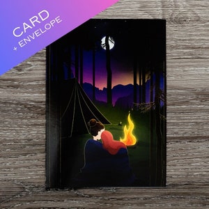 Carte de voeux lesbienne, jolie carte saphique, cadeaux pour lesbiennes, romantique, amour, camping pour femmes, art LGBTQ, anniversaire lesbien, avec enveloppe