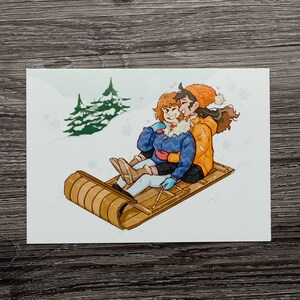 Lesbian Christmas Card Sapphic Queer Christmas Card Print At Home Cute Romantic Sweet Heartwarming Instant Download image 2