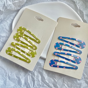 Four- Pack of  Metallic Clips, Spring Polka Dot Hair Clip, Toddler Snap clips, Snap Clips, Baby Accessories, Preschool Hair Accessory