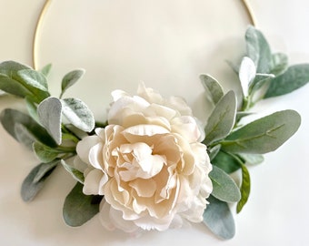Peony Lambs Ear Wreath | Dahlia Lambs Ear Wreath | Simple Flower Wreath | Fall Lambs Ear Wreath | Fall Door Hanger