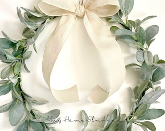 Lambs Ear Bow Wreath | Lambs Ear Whole Wreath | All Seasons Wreath | Modern Farmhouse Wreath | Simple Year Round Wreath | Everyday Wreath