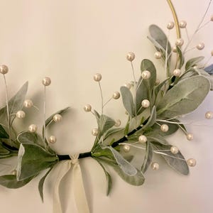 Simple Christmas Wreath | Christmas Lambs Ear Wreath | Modern Holiday Hoop Wreath | Winter Home Wreath | Lambs Ear Berry Wreath image 6