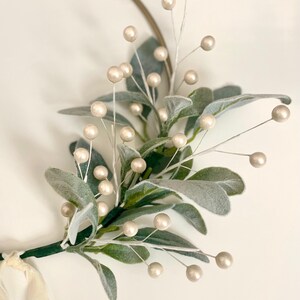 Simple Christmas Wreath | Christmas Lambs Ear Wreath | Modern Holiday Hoop Wreath | Winter Home Wreath | Lambs Ear Berry Wreath White