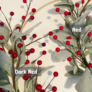 Simple Christmas Wreath | Christmas Lambs Ear Wreath | Modern Holiday Hoop Wreath | Winter Home Wreath | Lambs Ear Berry Wreath image 5